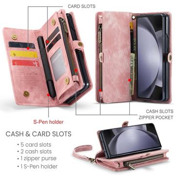 Samsung Galaxy Z Fold6 Caseme 008 2-i-1 Multifunktionel Pung - Pink