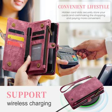 Samsung Galaxy Z Fold6 Caseme 008 2-i-1 Multifunktionel Pung - Rød