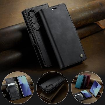 Samsung Galaxy Z Fold7 Caseme 033 Pung Etui med Kalvemønster og RFID-blokering - Sort