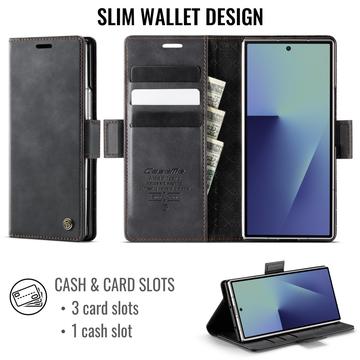 Samsung Galaxy Z Fold7 Caseme 033 Pung Etui med Kalvemønster og RFID-blokering - Sort