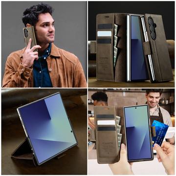 Samsung Galaxy Z Fold7 Caseme 033 Pung Etui med Kalvemønster og RFID-blokering - Kaffe