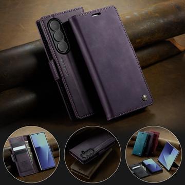 Samsung Galaxy Z Fold7 Caseme 033 Pung Etui med Kalvemønster og RFID-blokering - Lilla