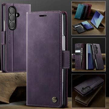 Samsung Galaxy Z Fold7 Caseme 033 Pung Etui med Kalvemønster og RFID-blokering - Lilla