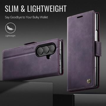 Samsung Galaxy Z Fold7 Caseme 033 Pung Etui med Kalvemønster og RFID-blokering - Lilla