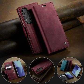 Samsung Galaxy Z Fold7 Caseme 033 Pung Etui med Kalvemønster og RFID-blokering - Rød
