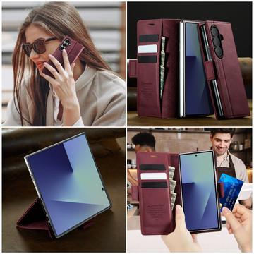 Samsung Galaxy Z Fold7 Caseme 033 Pung Etui med Kalvemønster og RFID-blokering - Rød