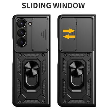 Samsung Galaxy Z Fold7 Roterende Ring Hybrid Cover med Kameraskjold - Rødguld
