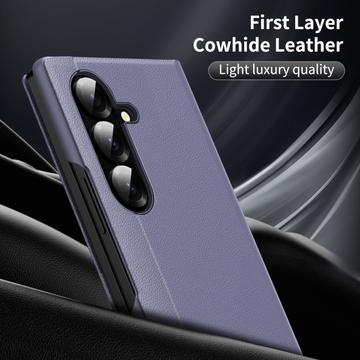 Samsung Galaxy Z Fold7 Smart Clear View Flip-etui med kortholder - grå-lilla
