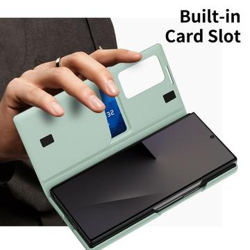 Samsung Galaxy Z Fold7 Smart Clear View Flip-etui med kortholder - Lysegrøn