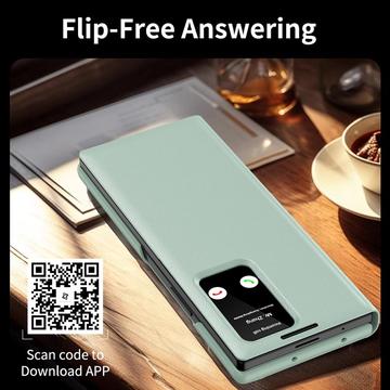 Samsung Galaxy Z Fold7 Smart Clear View Flip-etui med kortholder - Lysegrøn