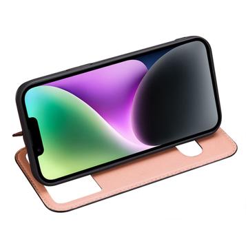 Dual View iPhone 14 Flip Lædercover - Sort