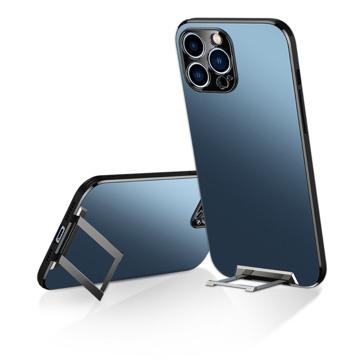 iPhone 14 Plus Hybrid Cover med Bund Stativ - Blå