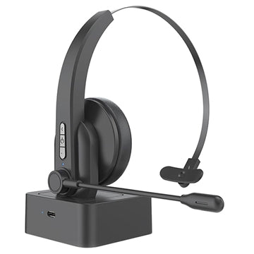 Enkeltøret Bluetooth Headset med Mikrofon og Opladningsbase OY631 - Sort