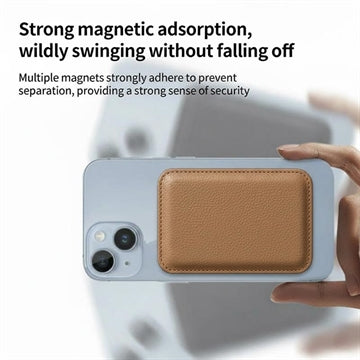 Slank magnetisk kortholder - MagSafe-kompatibel - Brun