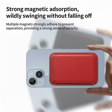 Slank magnetisk kortholder - MagSafe-kompatibel - rød