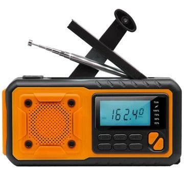 Solcelle håndsving nødradio m. powerbank og lommelygte - orange
