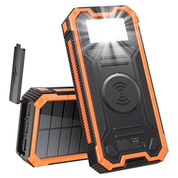 Solcelle Powerbank/Trådløs Oplader YD-888W - 10000mAh - Orange