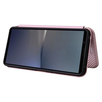 Sony Xperia 1 VI Flip Cover - Karbonfiber - Rødguld