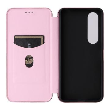 Sony Xperia 1 VI Flip Cover - Karbonfiber - Rødguld