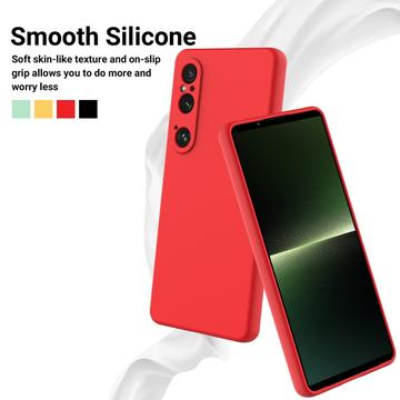 Sony Xperia 1 VI Liquid Silikone Cover med Strop - Rød