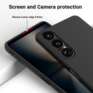 Sony Xperia 1 VII Flydende silikone cover med håndrem - sort