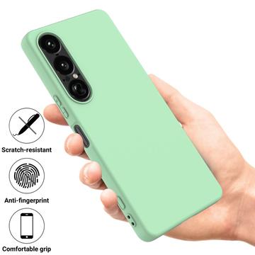 Sony Xperia 1 VII Flydende silikone cover med håndrem - grøn