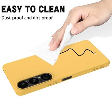 Sony Xperia 1 VII Flydende silikone cover med håndrem - gul