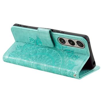 Sony Xperia 1 VII Mandala Series Etui med Pung - Grøn