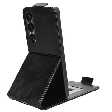 Sony Xperia 1 VII lodret flip-etui med stativ - sort
