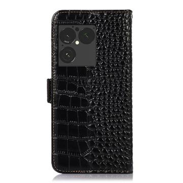 Sony Xperia 1 VIII Crocodile Series Læderpung med RFID - Sort