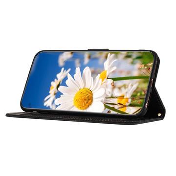 Sony Xperia 1 VIII Blomstret pung etui med kortholdere - Sort