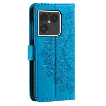 Sony Xperia 1 VIII Mandala Etui med Pung med håndledsrem - Blå