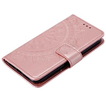 Sony Xperia 1 VIII Mandala Etui med Pung med håndledsrem - lyserød