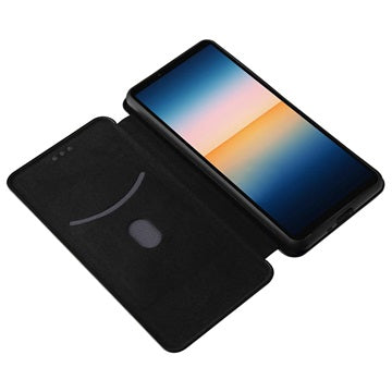 Sony Xperia 10 III, Xperia 10 III Lite Flip Cover - Karbonfiber - Sort