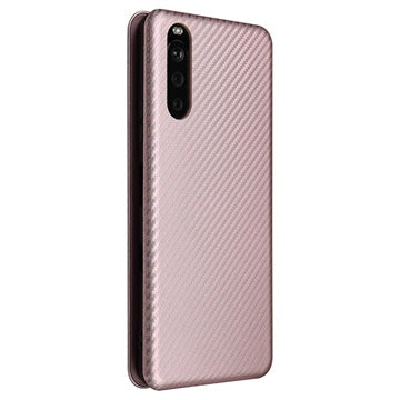 Sony Xperia 10 III, Xperia 10 III Lite Flip Cover - Karbonfiber - Rødguld