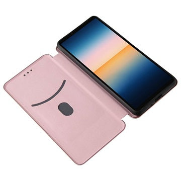Sony Xperia 10 III, Xperia 10 III Lite Flip Cover - Karbonfiber - Rødguld