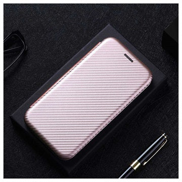 Sony Xperia 10 III, Xperia 10 III Lite Flip Cover - Karbonfiber - Rødguld