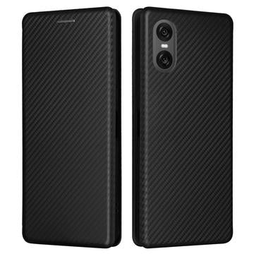 Sony Xperia 10 VI Flip Cover - Karbonfiber - Sort