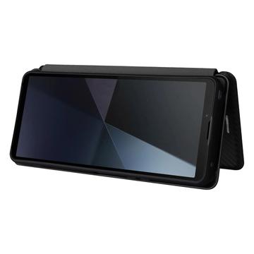 Sony Xperia 10 VI Flip Cover - Karbonfiber - Sort