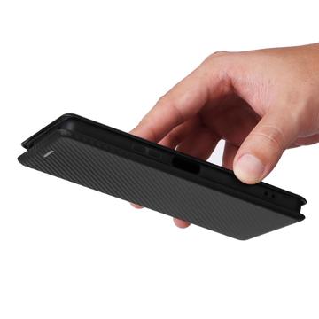 Sony Xperia 10 VI Flip Cover - Karbonfiber - Sort
