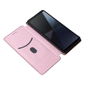 Sony Xperia 10 VI Flip Cover - Karbonfiber - Rødguld