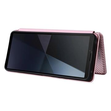 Sony Xperia 10 VI Flip Cover - Karbonfiber - Rødguld