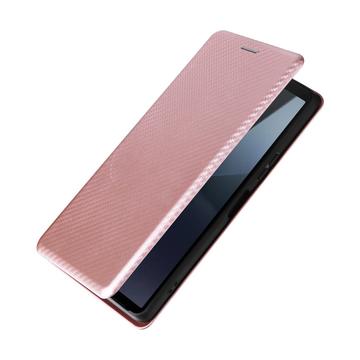 Sony Xperia 10 VI Flip Cover - Karbonfiber - Rødguld