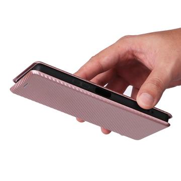 Sony Xperia 10 VI Flip Cover - Karbonfiber - Rødguld