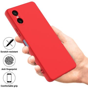 Sony Xperia 10 VI Liquid Silikone Cover med Strop - Rød