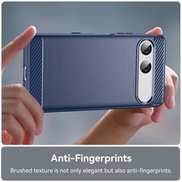 Sony Xperia 10 VII Børstet TPU Cover - Karbonfiber - blå