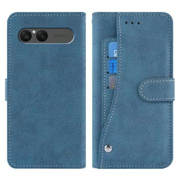 Sony Xperia 10 VII Elegant retro-pungetui med roterende kortholder - Blå