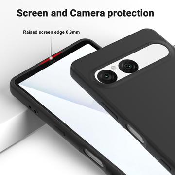 Sony Xperia 10 VII Flydende silikone cover med håndrem - sort