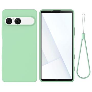 Sony Xperia 10 VII Flydende silikone cover med håndrem - grøn