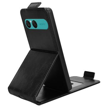 Sony Xperia 10 VII lodret flip-etui med stativ - sort